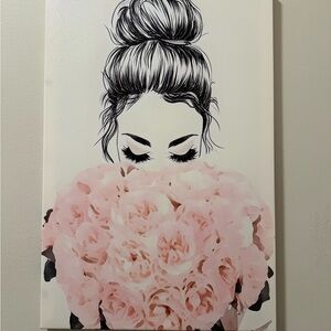 Floral Art Canvas with Pink Peonies